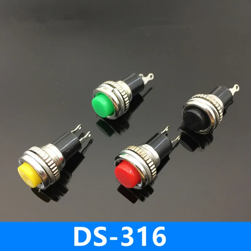 

50pcs 6 Colors DS-316 Self Reset Momentary 10mm Thread 0.5A 250VAC Push Button Switches