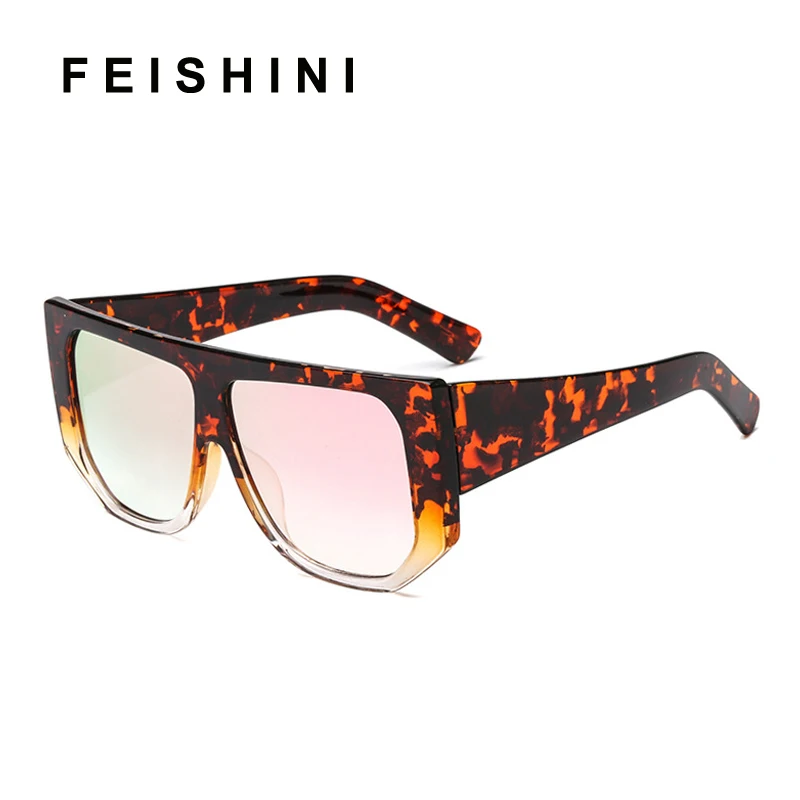 FEISHINI Stars Shine Plastic Frame Festival Celebrity Shield Oversized Sunglasses Ladies 2021 Fashion Women Glasses UV Protector