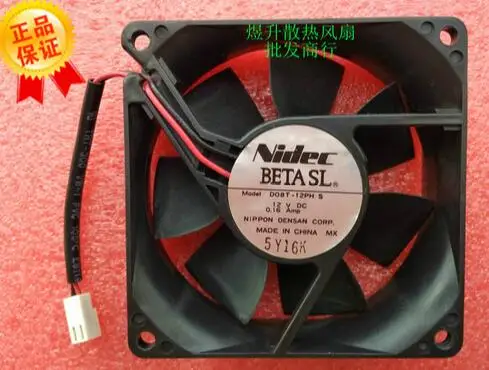 

Original 80*80*25 D08T-12PH S DC12V 0.16A 8CM 2 wire cabinet power dissipation fan