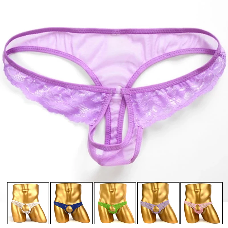 new style Mens Open Crotch Underwear Sexy Man Lace G-String Sex Toys Lovers Gay Men Thongs Panties Bikini Underwear jockstrap