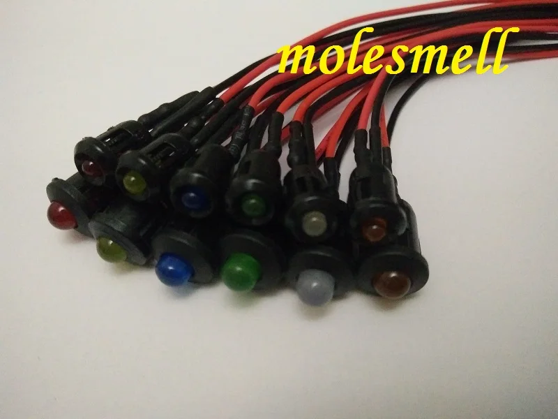 5pcs 3mm/5mm 12V DC Pre-Wired diffused LED + Plastic Bezel Holder Light red yellow blue green white orange warm white diffused