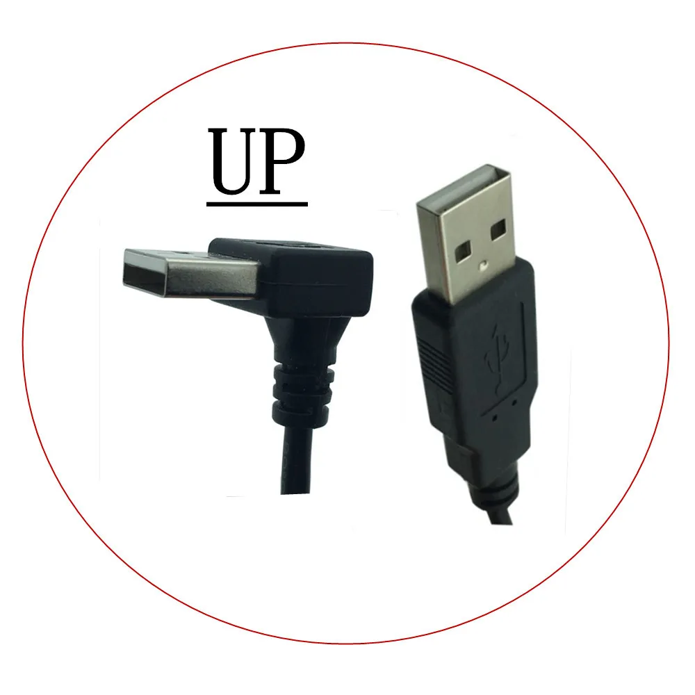 Adaptador de extensão usb a macho, adaptador de 90 graus direito e esquerdo para baixo, de 25cm