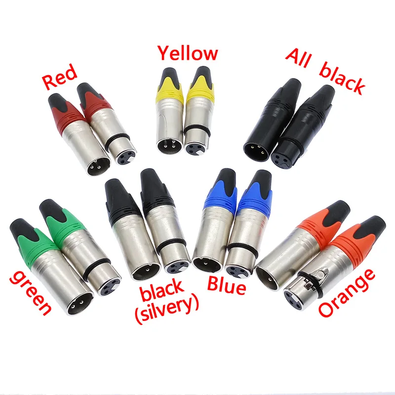 xlr connector microphone plug 3 pin audio plug speaker connector male & female color mic connector