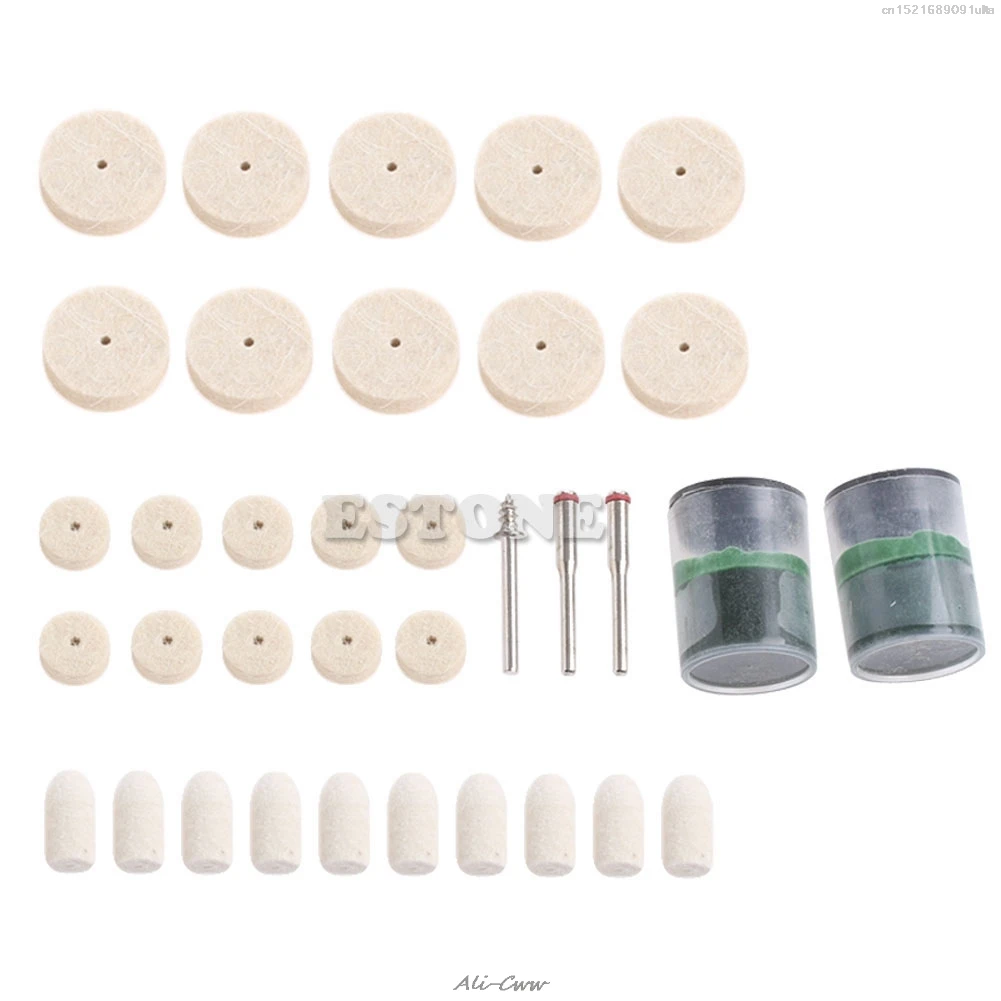 35Pcs Soft Felt Polishing Buffing Burr Wheel Kit  Dremel Rotary Tools 1/8