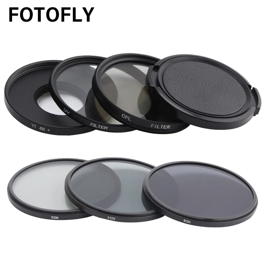 FOTOFLY Yi 4K Action Camera Filter UV CPL ND2/4/8 12.5X Macro Lens Filters Set For Xiao yi 4K Lite Plus Sport Camera Accessories