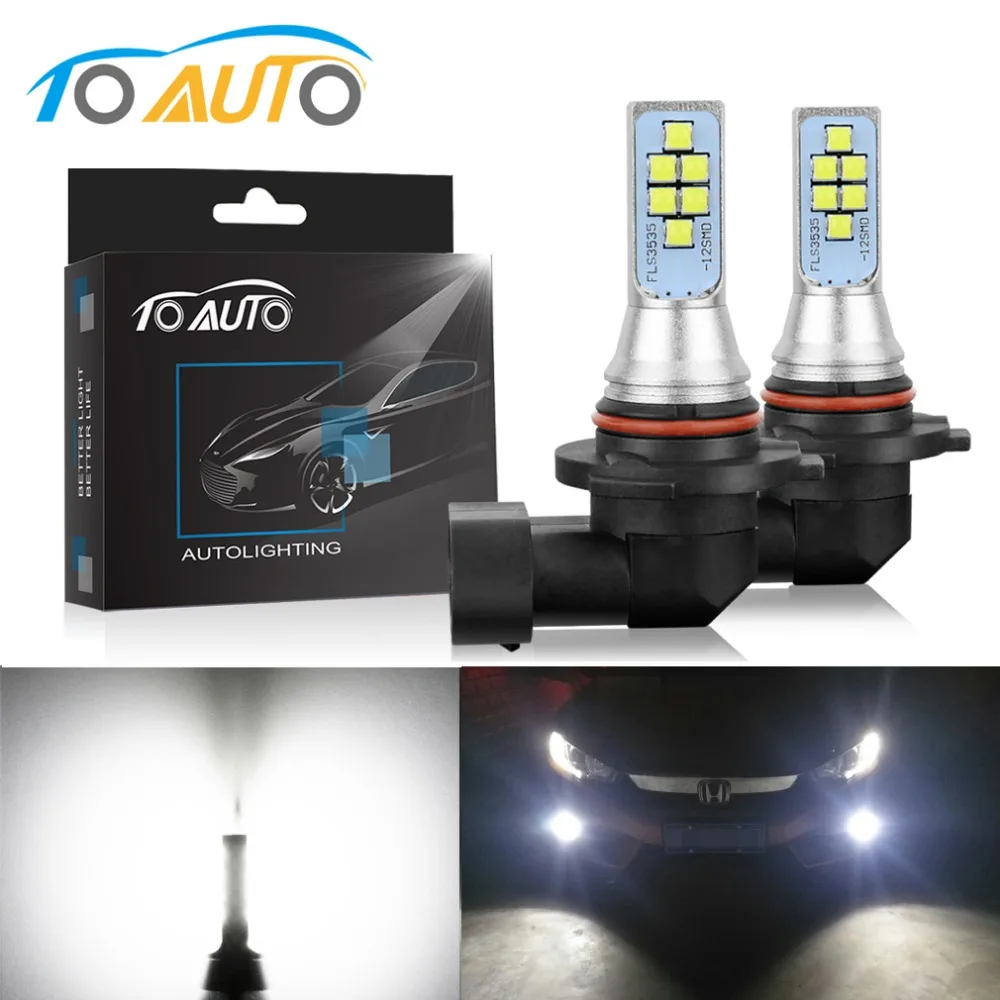 2pcs 9005 HB3 LED Bulbs LED Chips Car Fog Lamp 12V 1400LM Car Lights Daytime Running Light DRL Driving Bulb Auto 6000K White