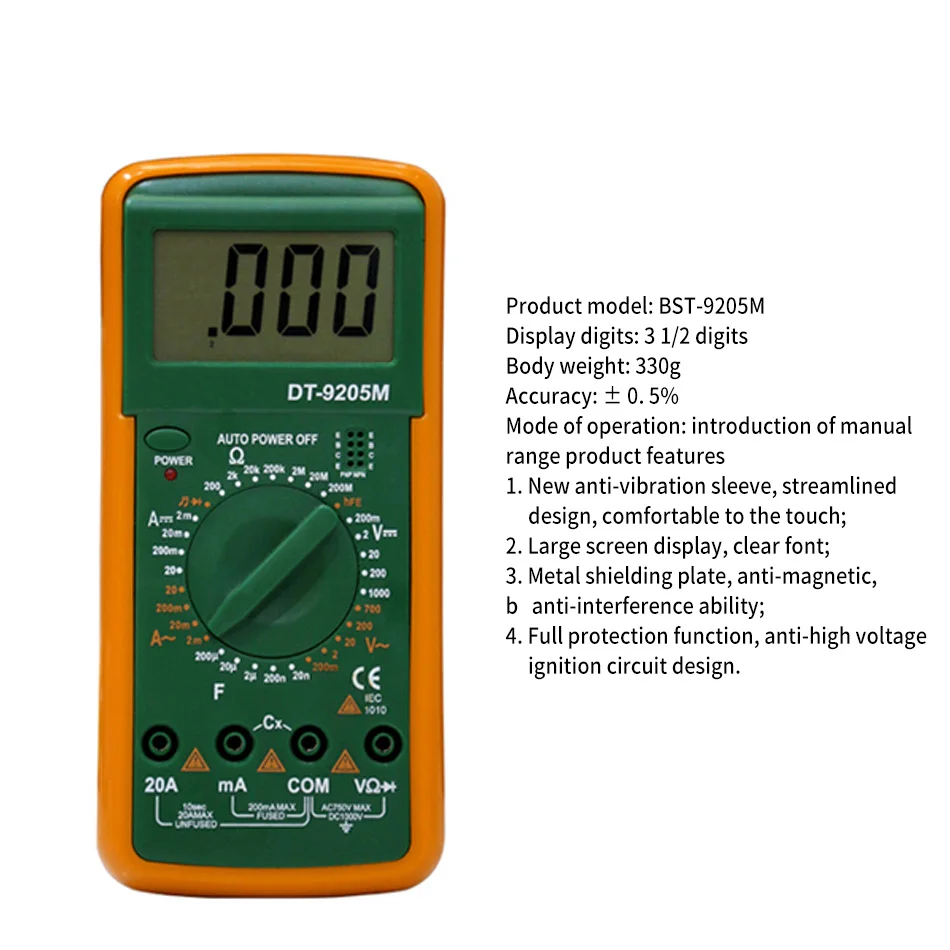 Professional LCD Digital Multimeter เครื่องทดสอบดิจิตอลที่ดีที่สุด DT9205M มือถือหน้าจอขนาดใหญ่พร้อม Buzzer DMM Meter dt9205a อัพเกรด