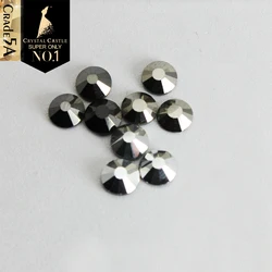 Crystal Castle 5A Glass Hot Fix Rhinestones, Black Jet Hematite Labrador Silver Strass, Hotfix Stones for Clothes Decoration