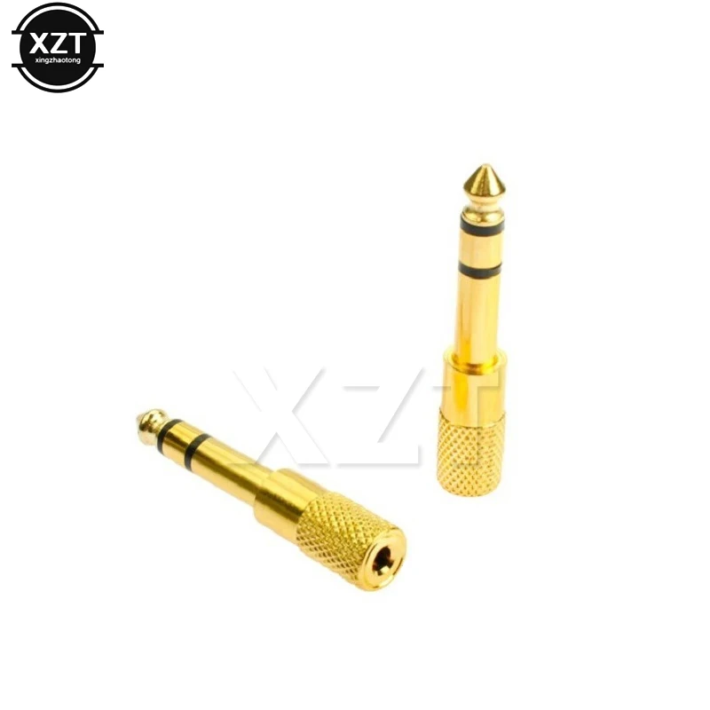 1Pcs 6.5mm 3.5mm Jack Plus Stereo Music Headphone Male to Female 6.5 3.5 Gold Adapter new high quality
