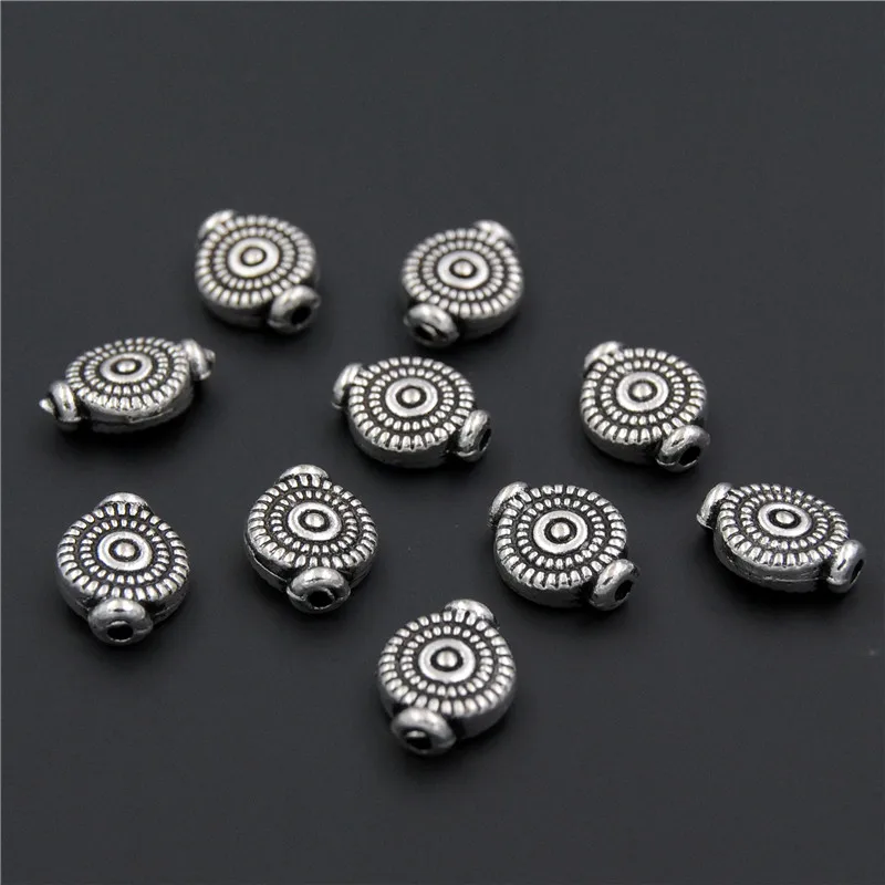 15PCS  Silver Color Round Flat Beads DIY Fittings Beads Connector For Jewelry Making A2312