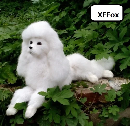 

big real life lying poodle dog model plastic&furs white poodle dog doll gift about 40x21cm xf1616