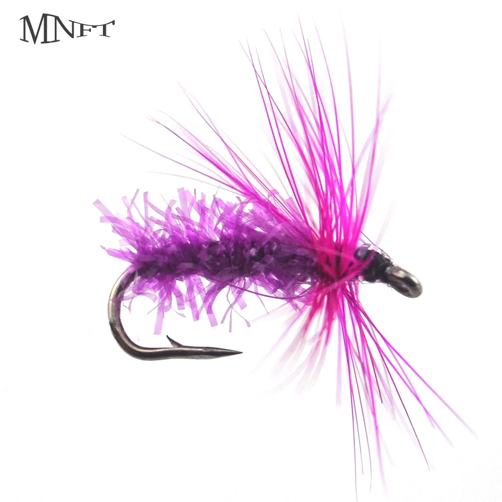 MNFT 10PCS 9# Fly Fishing Streamer Lures Purple Marabou Deceiver Fly Fishing Flies Lures Caterpillar Body Trout Lure