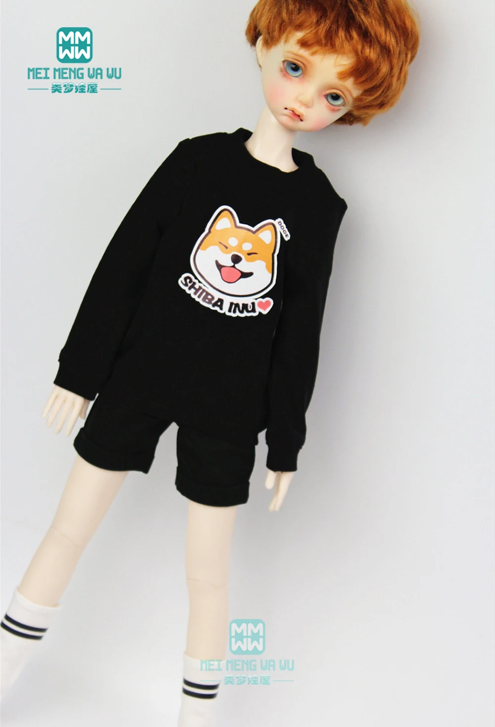 BJD Doll Clothes for 1/4 BJD MSD Boy and girl doll fashion sweatshirt black White