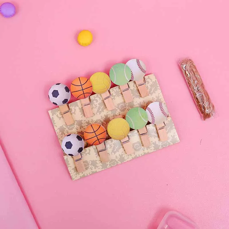 10Pcs/set Mini Cartoon Wood Clip Kawaii Cactus Unicorn Memo Paper Clips for Photo Decoration Clips Clothespin Stationery Supplie