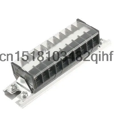 660V 15A DIN Rail Base Dual Row 10 Position Screw Terminal Barrier Strip