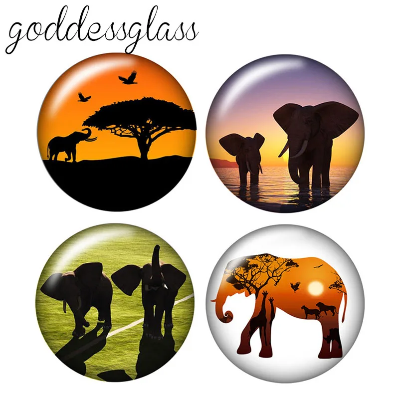 Fashion Lovely elephant mom 10pcs 12mm/18mm/20mm/25mm Round photo glass cabochon demo flat back Making findings ZB0459