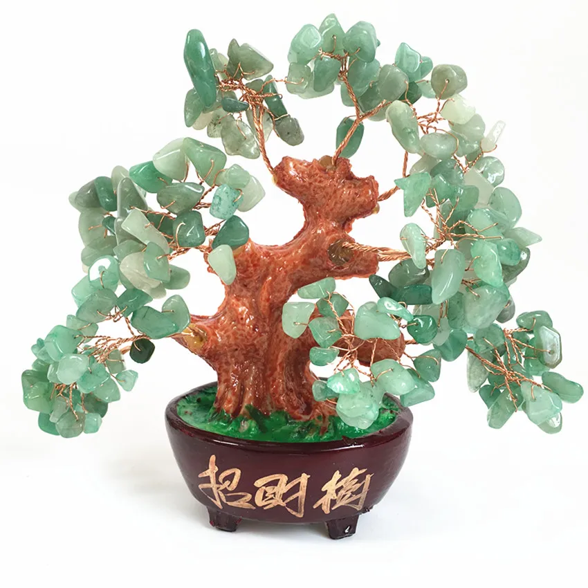 

natural Emerald greenDongling jade quartz rock crystal lucky tree reiki healing crystal gemstone feng shui for home decoration
