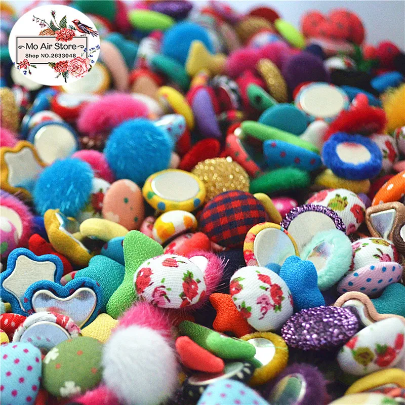 100pcs mix color mix size Flatback bottoni ricoperti in tessuto Home Garden Crafts Cabochon Scrapbooking Button accessori fai da te