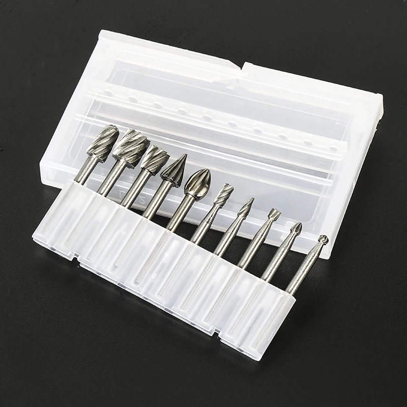 Dutoofree Routing Router Bits Burr Rotary Tools Suit Dremel Rotary Wordworking Tool Engraving Woodworking Tools 10pcs/lot HSS