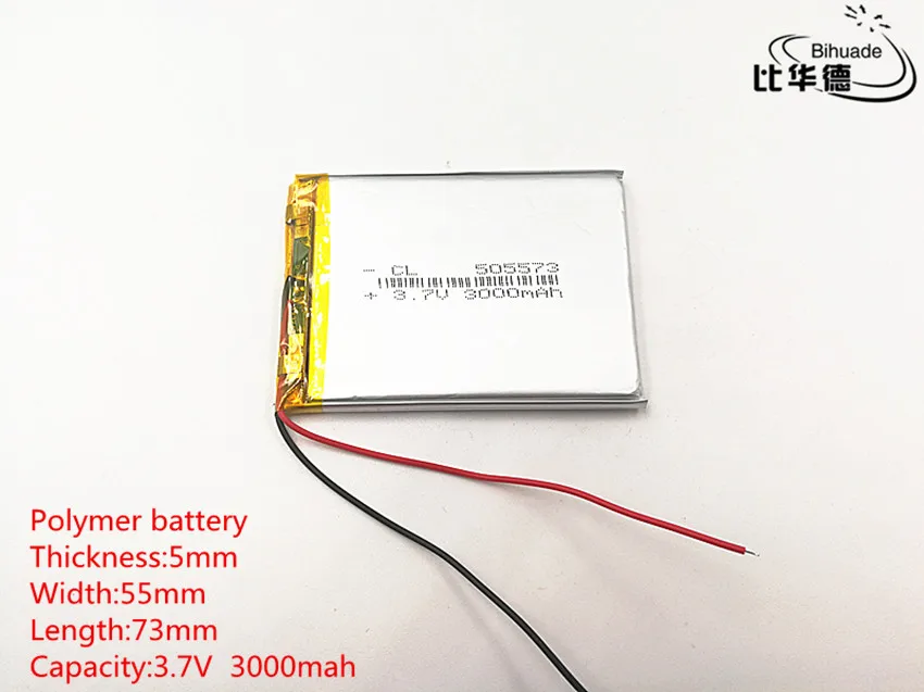 10pcs/lot 3.7V 3000mAh 505573 Lithium Polymer Li-Po li ion Rechargeable Battery cells For Mp3 MP4 MP5 toy mobile bluetooth