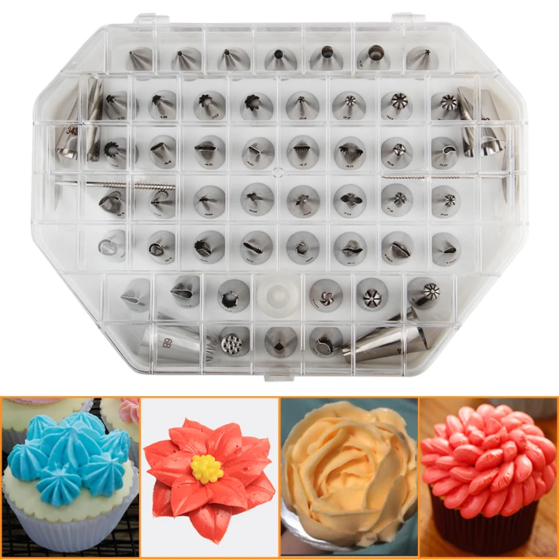 MRF 55pcs Stainless Steel 304 Cake Icing Frosting Tips DIY Decoration Cupcake Piping Nozzles Set