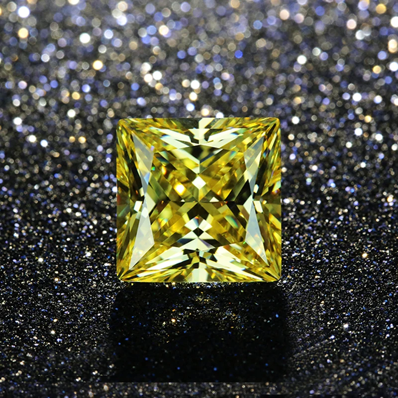 10*10mm light yellow color Square shape excellent princess cut for the cubic zirconia stone CZ stone from qianxianghui