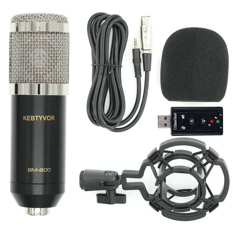 

Hot BM800 Dynamic Condenser Wired Microphone Mic Sound Studio Recording With Shock Mount