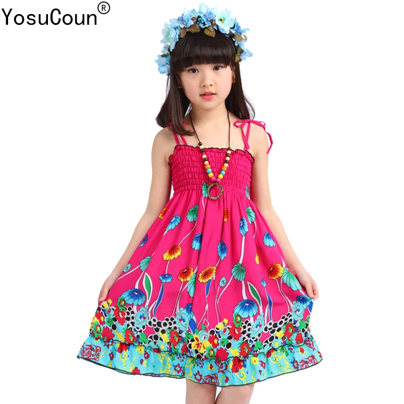 Meisjes Jurk Zomer Strand Bohemian Kid Jurken Voor Meisjes Mouwloze Kleding Kinderkleding Sundress Kind Kostuum YCSD1801