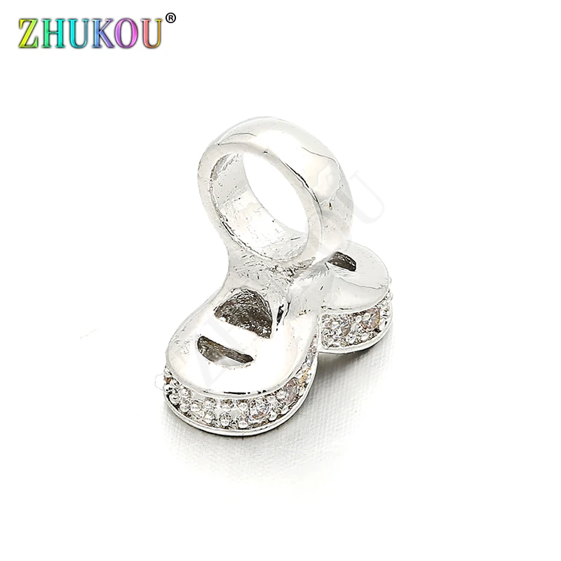 12*12mm High Quality Brass Cubic Zirconia Clasps Hooks Diy Jewelry Findings Making, Hole: 5mm, Model: VK1