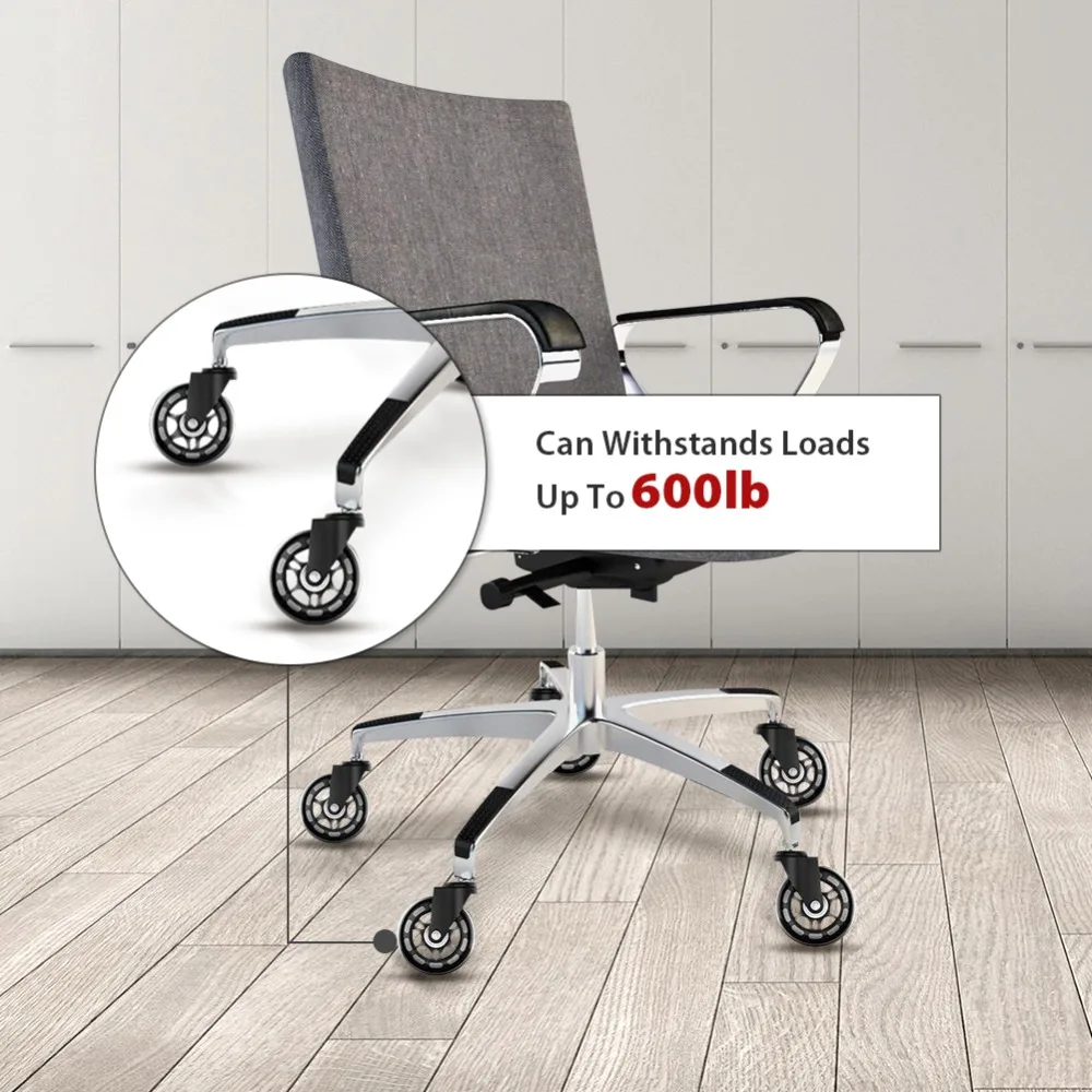 NAIERDI 5 Stück Universelle Bürostuhlrollen, geräuscharme Rollen, 360-Grad-Drehung, 50 kg Tragkraft, Ersatzbeschläge 10 mm/11 mm – Detail 6