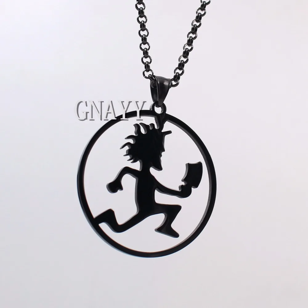 Black Stainless Steel Fashion ICP Round Hatchet Man Pendant Men Women Necklace Chain