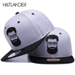 HATLANDER-Boné Snapback Masculino, Aba Plana, Bonés De Beisebol Osso, Bigode Bordado, Juventude Street Wear, Cool Hip Hop Cap, Original