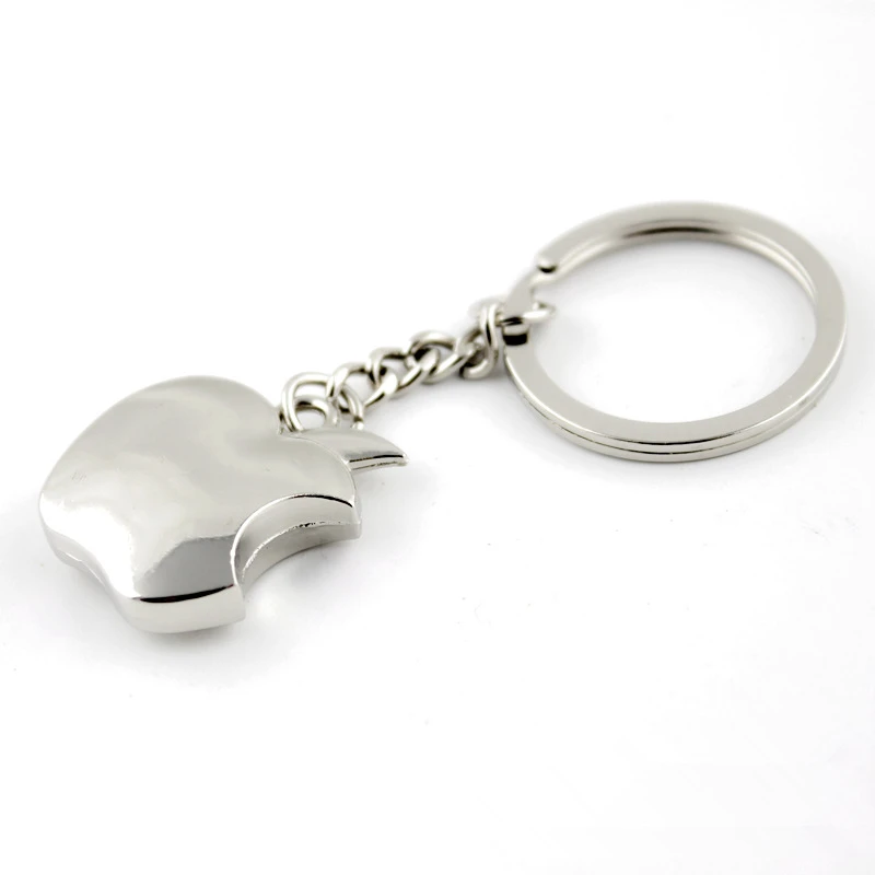 Fashion Silver Color Metal Apple Key Chain Custom Keychain Woman Bag Charms Chaveiros Personalizado Men Porte Clef Car Keyring