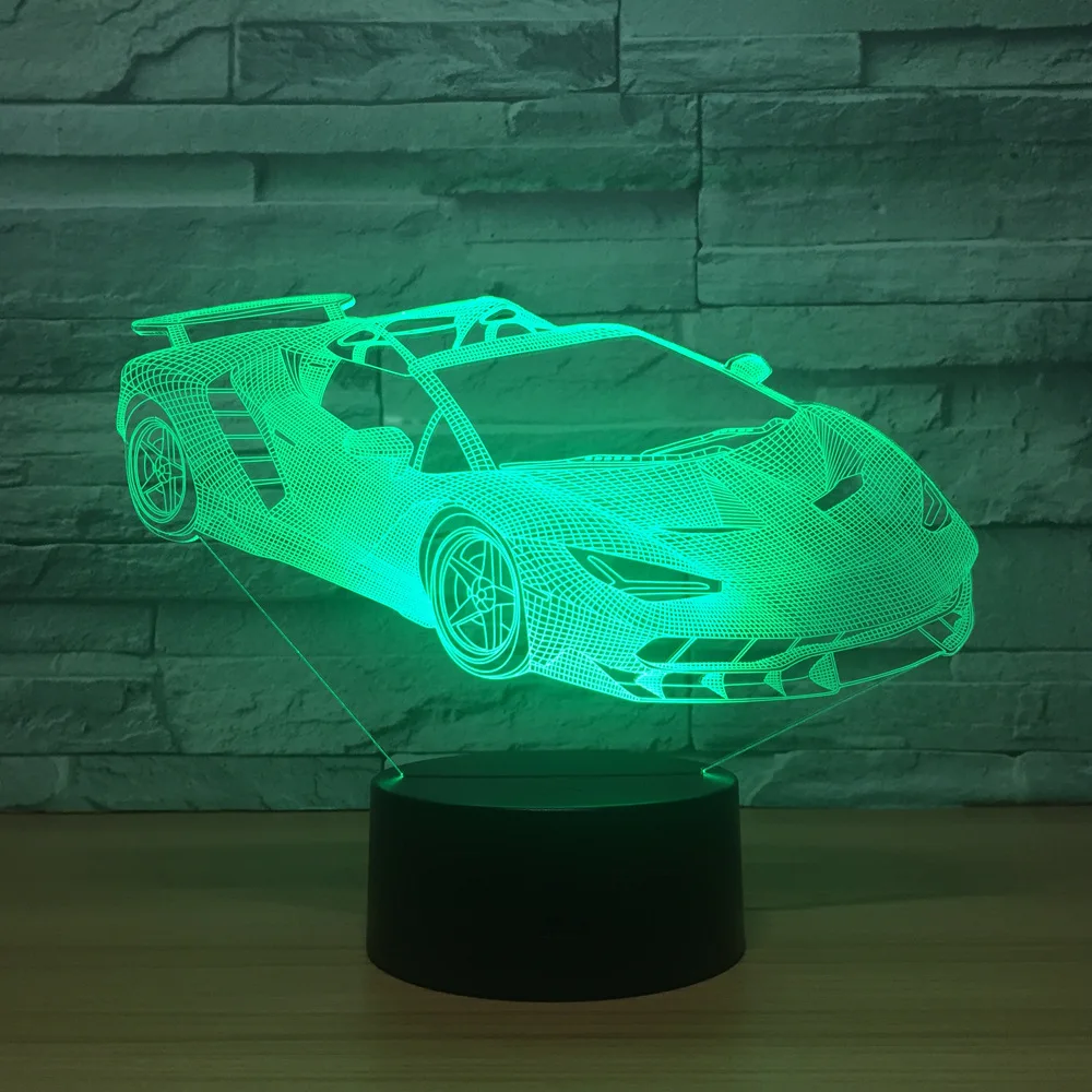 Sports Car 3d Lamp 7 Color LED Night Lamps For Kids Touch Led Usb Table Lampara Lampe Baby Sleeping Birthday Gift  Drop Shipping