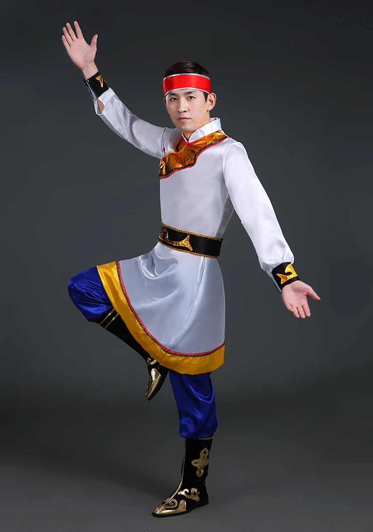 Costume mongolo in 2 colori per uomo, vestiti mongoli, adulti, costumi di danza di minoranza, abbigliamento nazionale cinese, ballo di Capodanno