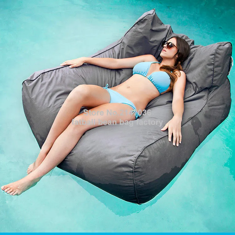 Pacific Grey oversized luxury comfortably accommodate two adults float beanbag, pool floating bean bag outdoor furniture sofa