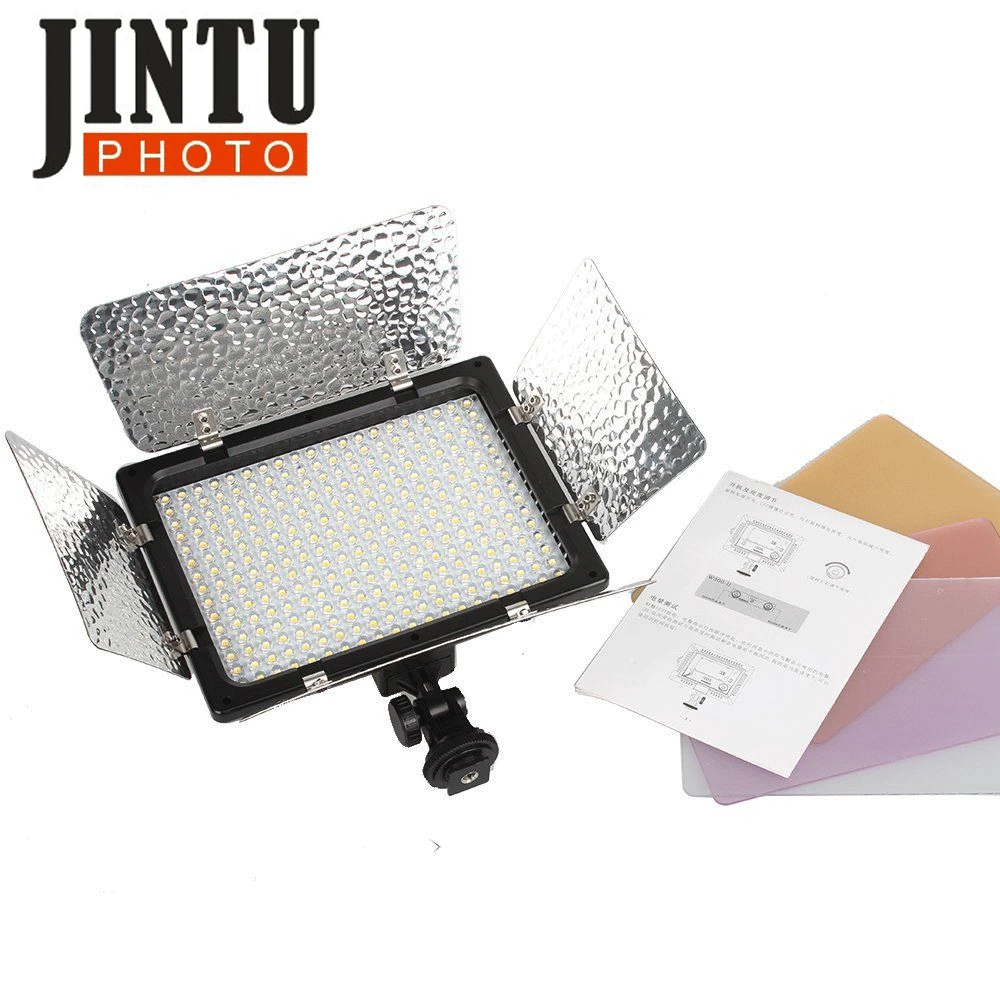 JinTu 18W W300 300pcs LED Photo Camera Lamp Light Panel LED 5600K w/ filter For Canon  Nikon Sony DSLR Camera DV Camcorder