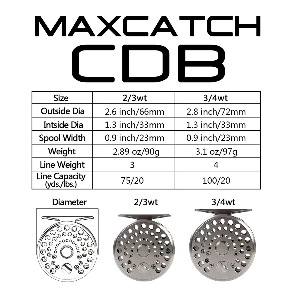 Maximumcatch MAXCATCH 2/3/4WT New Clicker and Pawl Trout Fly Fishing Reel CNC Machined Aluminum Classic Trout Fly Reel