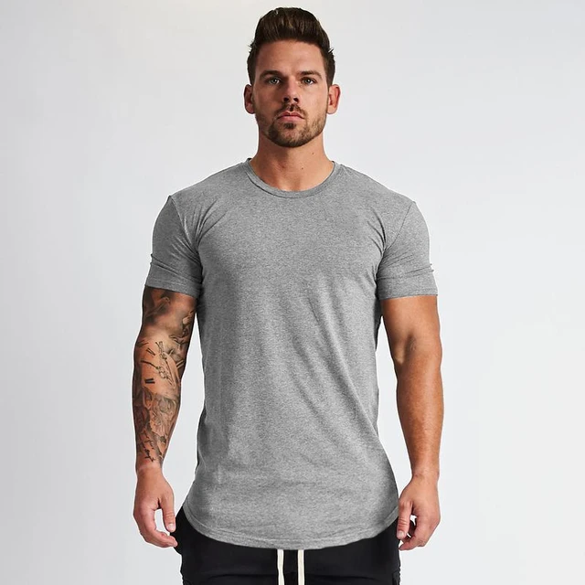 Muscleguys New Plain Clothing fitness t shirt men O-neck t-shirt bawełniany koszulki kulturystyczne slim fit topy siłownie tshirt Homme