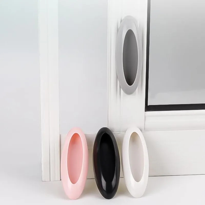 Door Handle 2pcs  Free Punching Glass Window Paste Cabinet Closet Labor-saving Balcony Push-pull Sliding Door Small Handle Gray