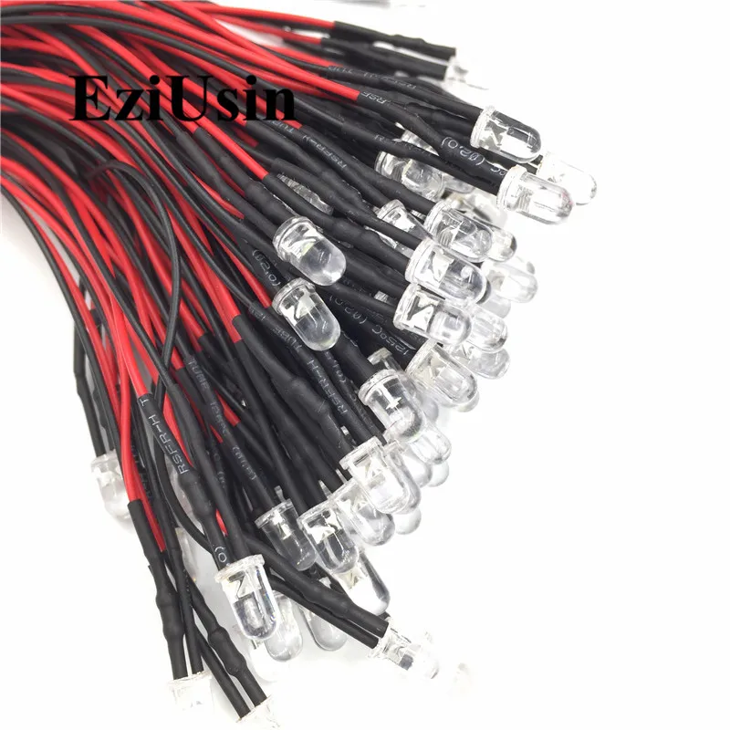 

Qty 10-LED Diode Beads Lights Lamp Bulb- 5mm pre wired 3V 6V 12V 24V volt leds- Round Top For DIY Car Boat Toys Flashing Parties