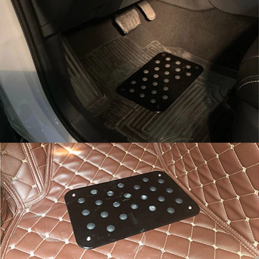 Car Aluminum alloy Black Non-slip Carpet pedal Floor Mat Floor Mat Pedal Rubber Heel Plate Car Accessories Styling