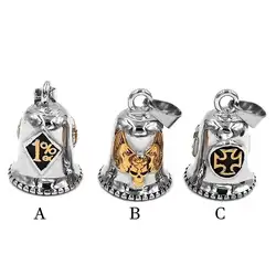 One Percent 1% ER Skull Biker Bell Pendant Stainless Steel Wing Cross Number13 Pendant P0506 (No bell sound)