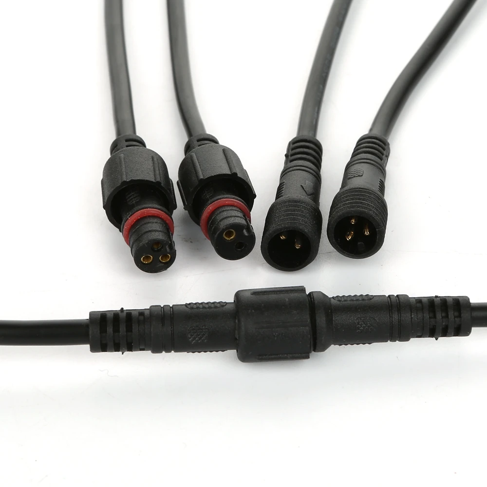 5 Pairs 2 Pin/3 Pin/4 Pin Waterdichte Connector Met Draad Kabel IP68 Vrouwelijke & Mannelijke Plug 2X 0.3 (Mm2)