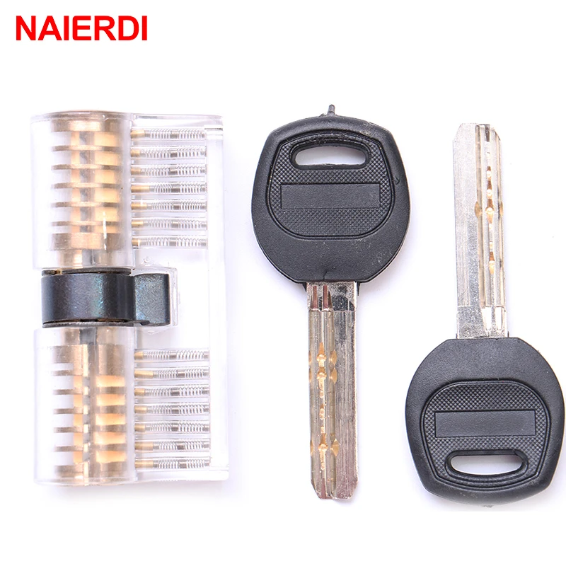 NAIERDI Practice Transparent Lock Pick Visible Training Skill Cutaway Inside Copper Padlock Tool For Locksmith Supplier Hardware