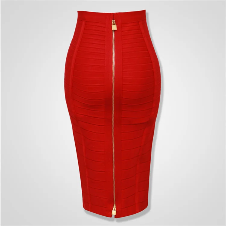 

4 colors Top Quality Girl Sexy Bodycon Knee Length Back Zipper Bandage Skirt Women Tight Club Pary Fashion Skirt