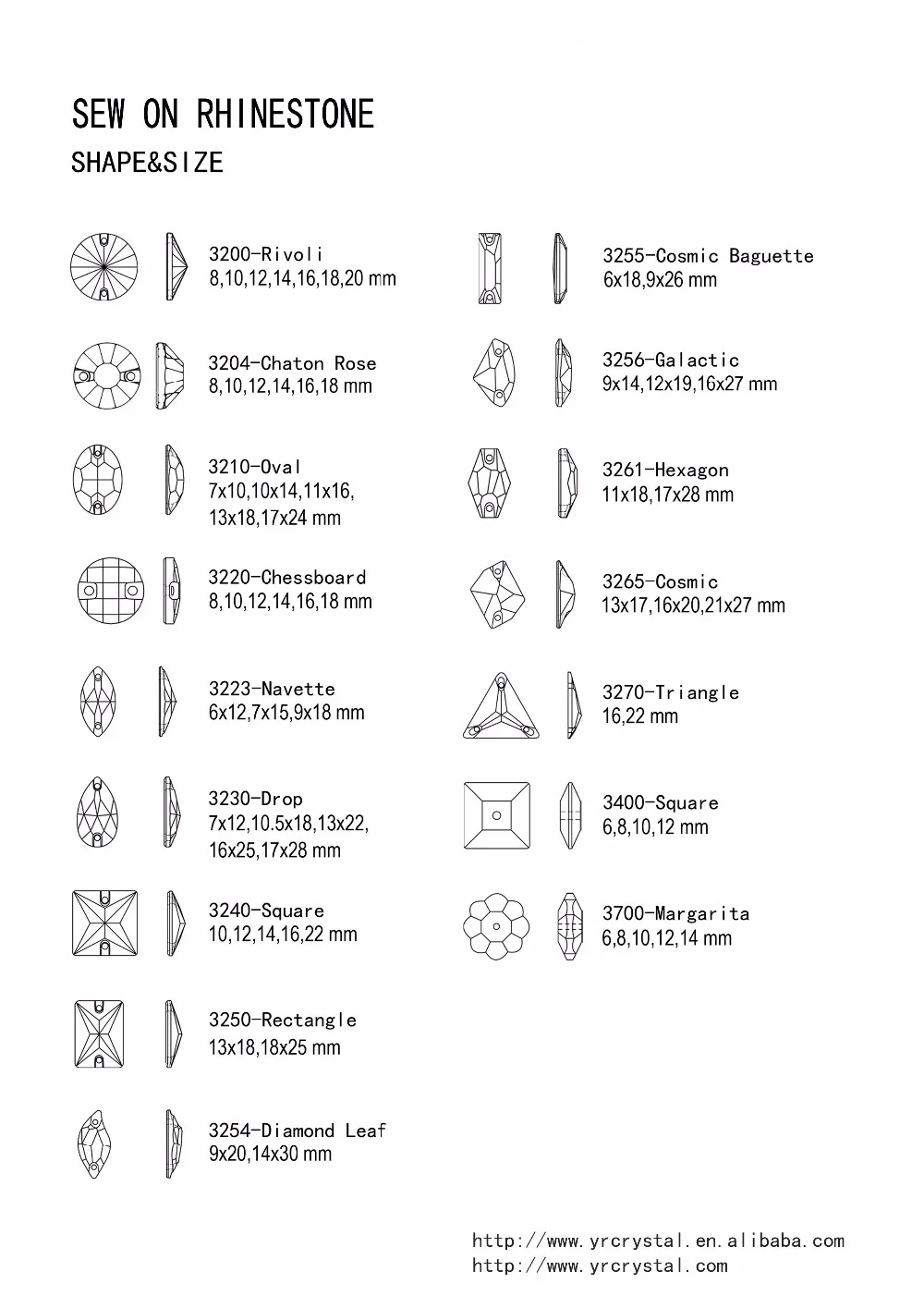 YANRUO 3230 All Sizes Aquamarine Drop Sewing Garment Flatback Strass Sew On Crystal Stones For Shoes