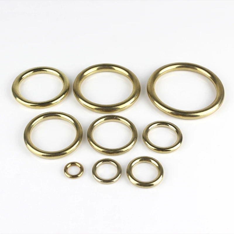 Solid Brass Cast O-Ring Seamless Round Buckle For Webbing Leather Craft bag strap belt pet collar High Quality