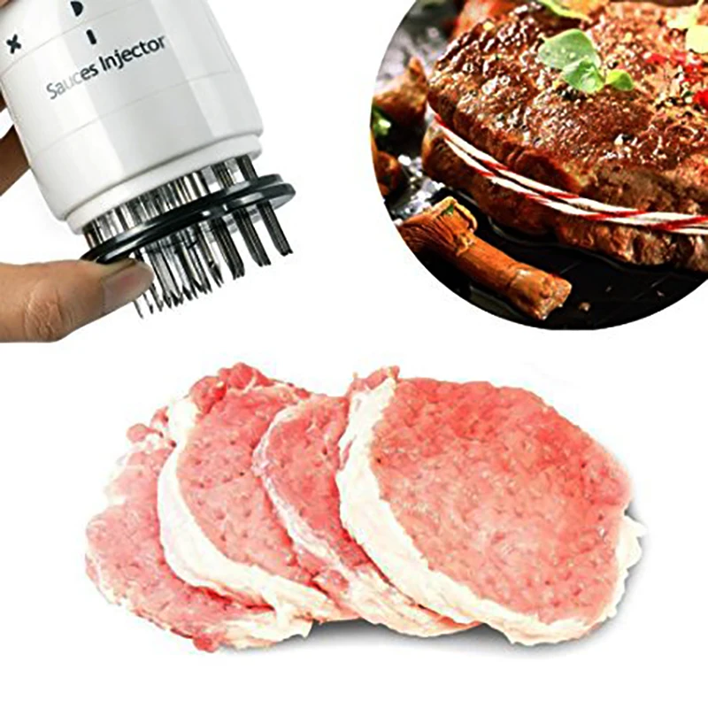 WALFOS Food Grade Stainless Steel Meat Tenderizer Needle and Meat Injector Marinade Flavor Syringe Kitchen Tools