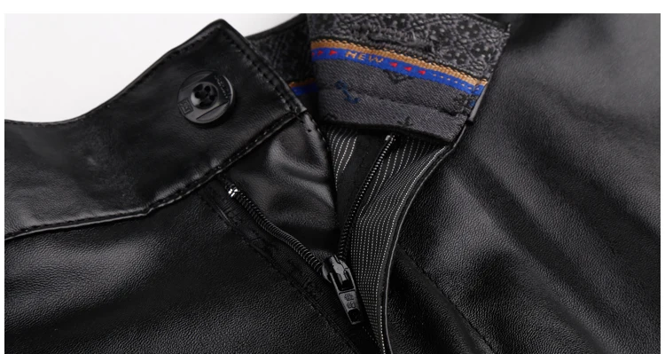 Herren-Lederhose, gerade Passform, elastische PU-Lederhose, Motorradhose, dünn – Detail 11